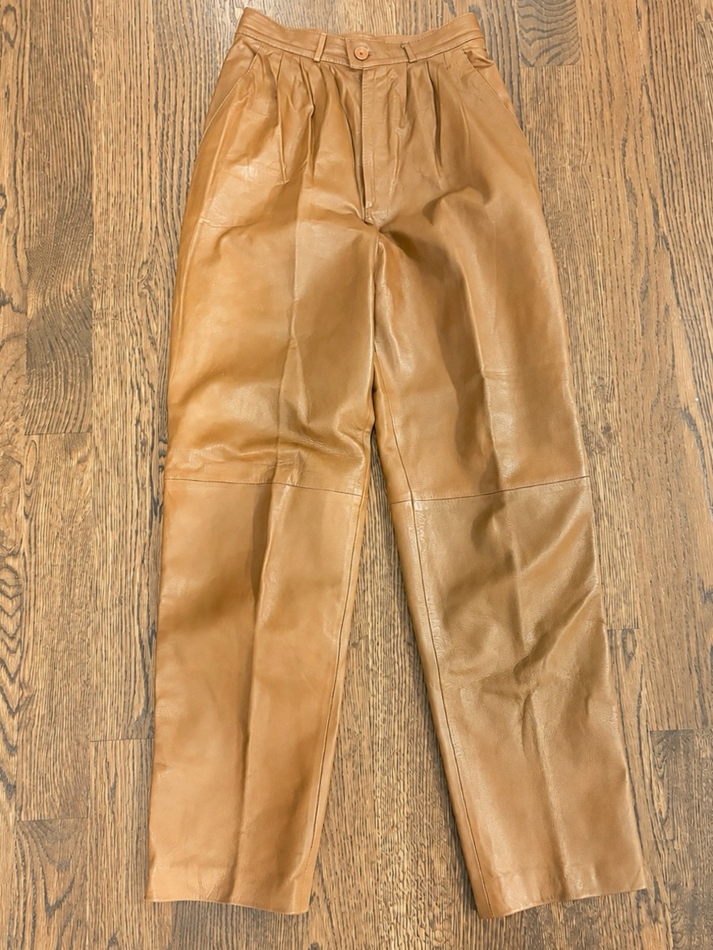 VINTAGE Italian Leather High-Waisted Straight Leg Pleated Pants (Made in Italy)